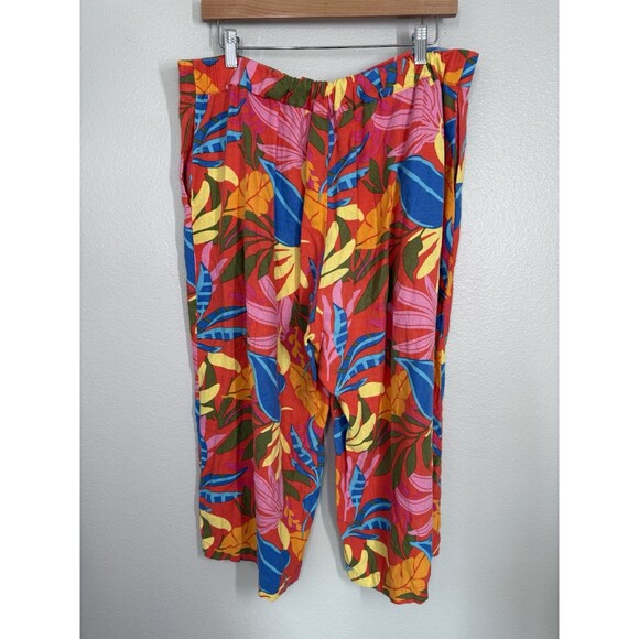 Calligraphie Anthropologie Bright Tropical‎ Linen Blend Pants Size L Beach Vacay - Picture 5 of 10